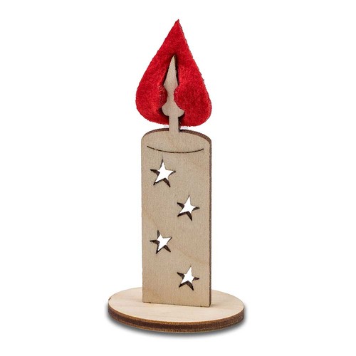 Carte de voeux avec puzzle en bois et feutrine - bougie 4/0-c