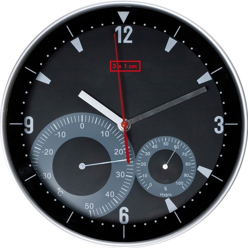 Wandklok met thermo-en hygrometer Wandklok met thermo-en hygrometer