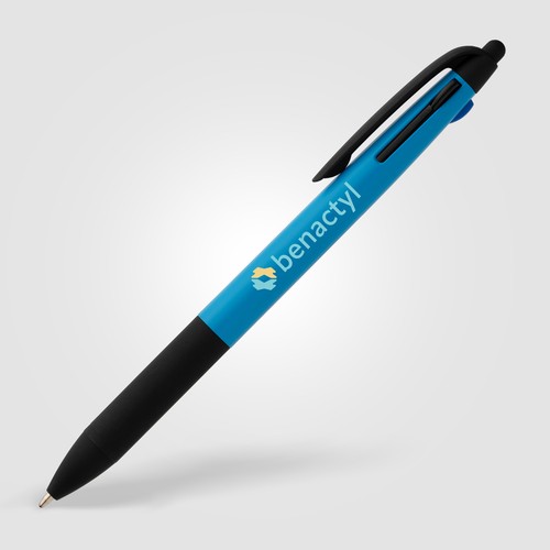 Malta Recycled Plastic 3-in-1 Stylus Neon Grip Multi-Ink Pen