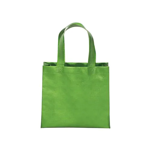 Bolsa con fuelle de tejido sin tejer laminado 100 g/m2 termosoldado, con asas cortas Bolsa con fuelle de tejido sin tejer laminado 100 g/m2 termosoldado, con asas cortas
