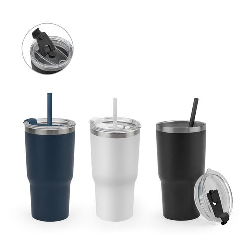 JOYNER M. Compacte roestvrijstalen reisbeker (91% gerecycled) met vacuüm geïsoleerde dubbele wand en een matte afwerking 600 mL JOYNER M. Compacte roestvrijstalen reisbeker (91% gerecycled) met vacuüm geïsoleerde dubbele wand en een matte afwerking 600 mL