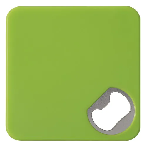 COASTER WITH BOTTLE OPENER IN PLASTIC AND METAL