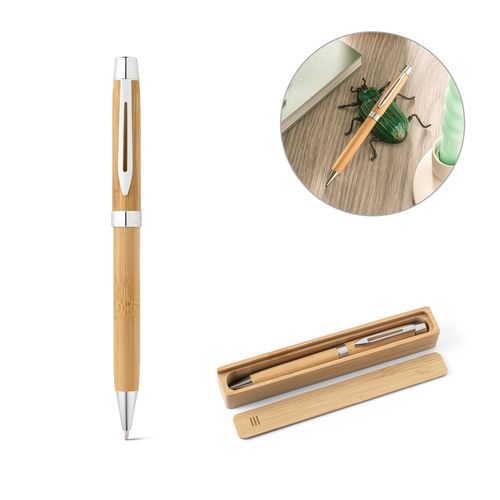 BAHIA II. Bamboe balpen met clip en draaimechanisme