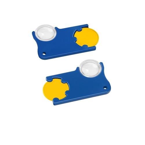 Chip holder with 1€ chip and magnifier Chip holder with 1€ chip and magnifier