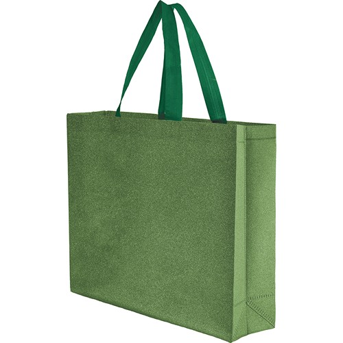 * BORSA SHOPPER CON SOFFIETTO TERMOSALDATA IN TNT GLITTERATO (130 gr/mq)