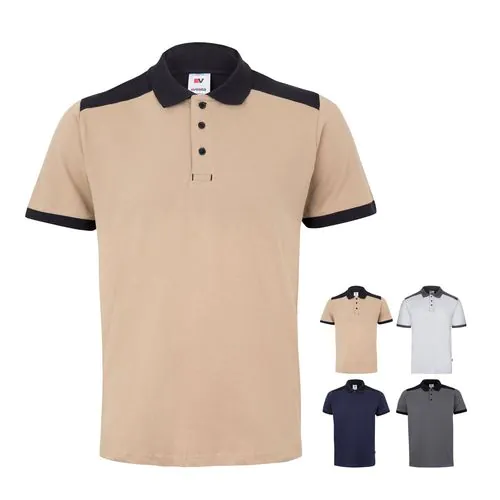 VL VELES. Polo piqué bicolore stretch (200g/m²), manches courtes, en polyester (96%) et élasthanne (4%) VL VELES. Polo piqué bicolore stretch (200g/m²), manches courtes, en polyester (96%) et élasthanne (4%)