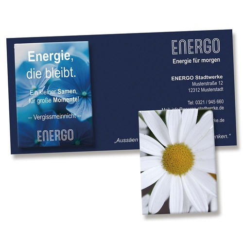 Sac de graines sur carte publicitaire - Marguerite