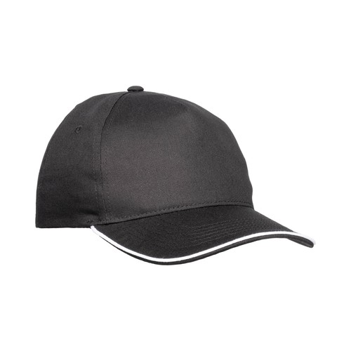 Casquette en coton 5 panneaux, visière sandwich contrasté avec fermeture velcro