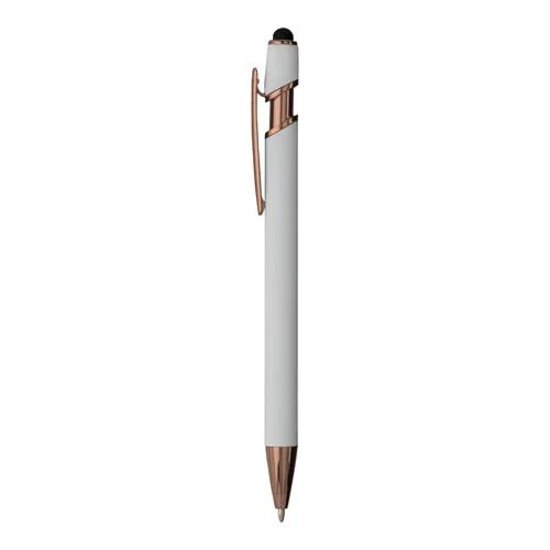 Penna a scatto in alluminio gommato con gommino per touch screen Penna a scatto in alluminio gommato con gommino per touch screen