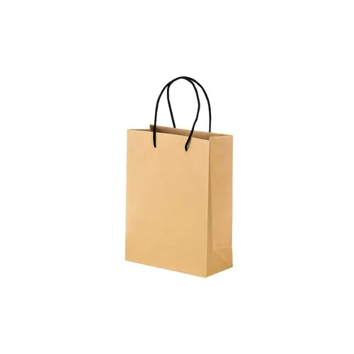 150 g/m2 natural recycled paper bag with gusset and short colored handles