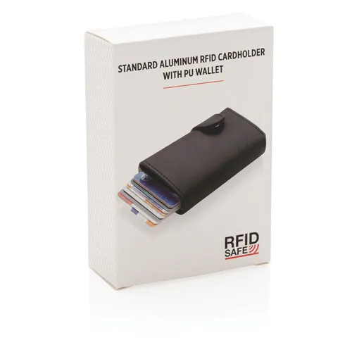 Standard aluminium RFID cardholder with PU wallet Standard aluminium RFID cardholder with PU wallet