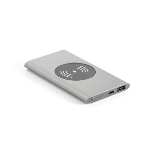CASSINI. Power bank 4.000 mAh z bezprzewodową ładowarką 5W z aluminium pochodzącego z recyklingu (100% rAL) CASSINI. Power bank 4.000 mAh z bezprzewodową ładowarką 5W z aluminium pochodzącego z recyklingu (100% rAL)