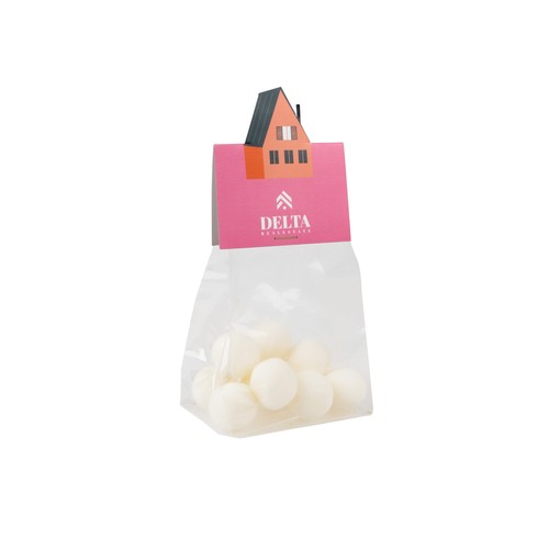 Block bag with header card in your own shape and 50 grams of candy