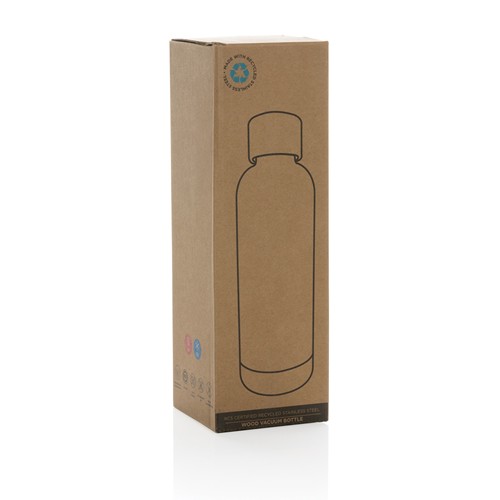 Wood RCS certified recycled stainless steel vacuum bottle Wood RCS certified recycled stainless steel vacuum bottle