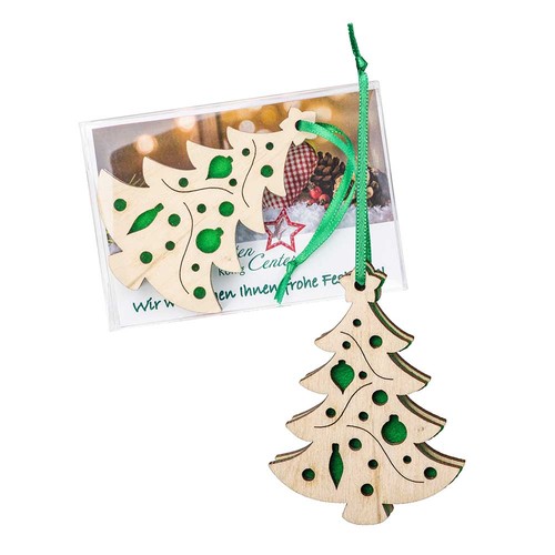 Hout-vilten hanger - Kerstboom in Doos Hout-vilten hanger - Kerstboom in Doos