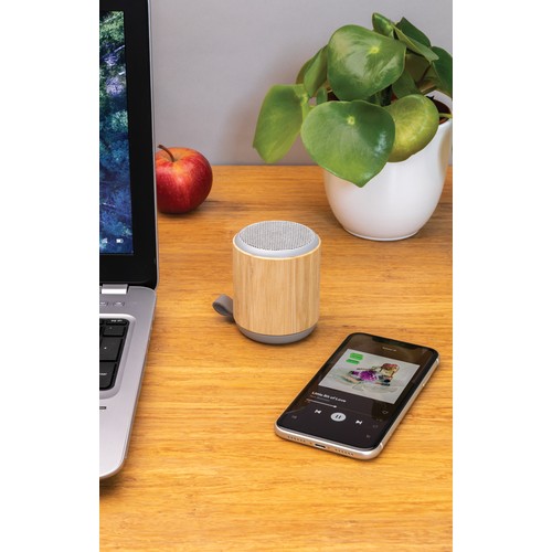 Speaker wireless 3W in bambù e tessuto
