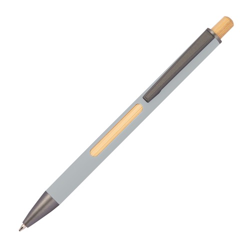 Stylo à bille en aluminium recyclé, fenêtre en bambou incluse