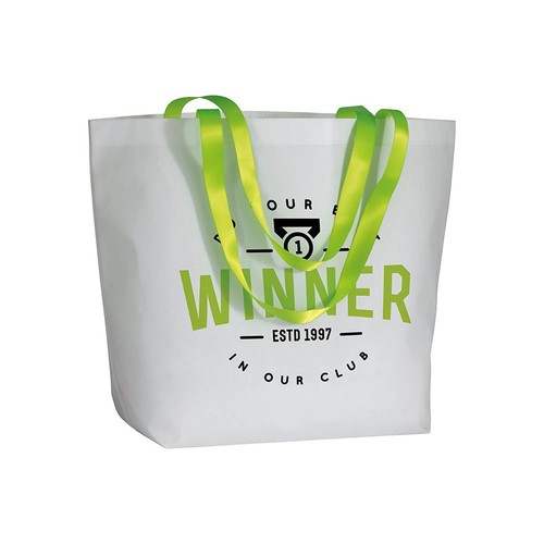 Stitched, laminated 100 g/m2 non-woven fabric shopping bag with bottom gusset