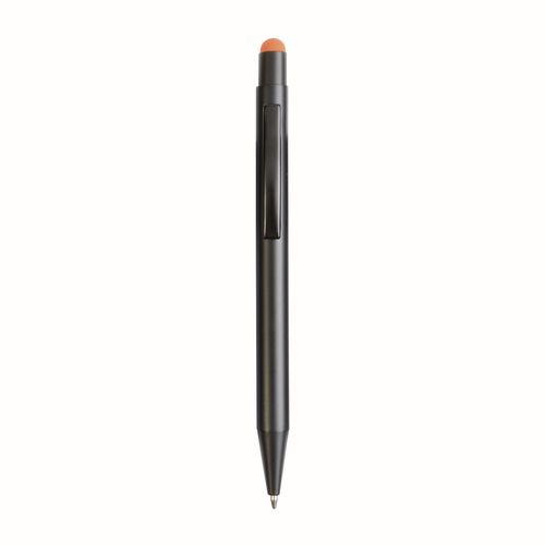 Aluminum push button ball pen with colored touch screen and laser engraved logo