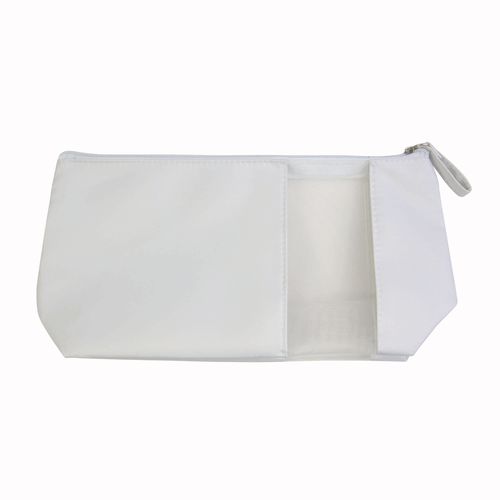 Microfibre cosmetic bag with zip and micro-perforated window Microfibre cosmetic bag with zip and micro-perforated window