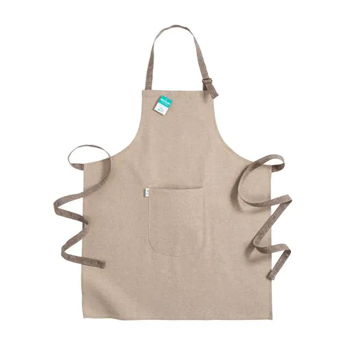 Tablier long en coton recyclé 190g/m2, avec poche frontale e laçage arrière de 110 cm. Tablier long en coton recyclé 190g/m2, avec poche frontale e laçage arrière de 110 cm.