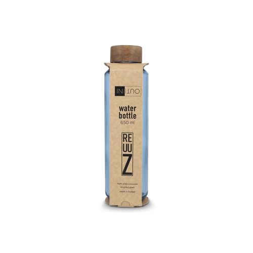 Bouteille d'eau en verre recyclé InSideOut ReuuZ avec bouchon en bois 650 ml Bouteille d'eau en verre recyclé InSideOut ReuuZ avec bouchon en bois 650 ml