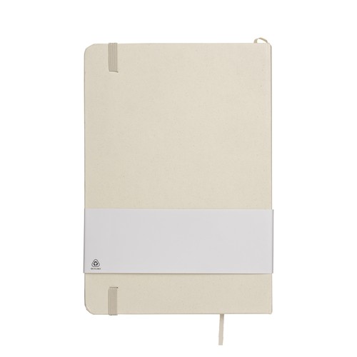 Quaderno con copertina realizzata con i residui di frutta ed elastico di chiusura Quaderno con copertina realizzata con i residui di frutta ed elastico di chiusura