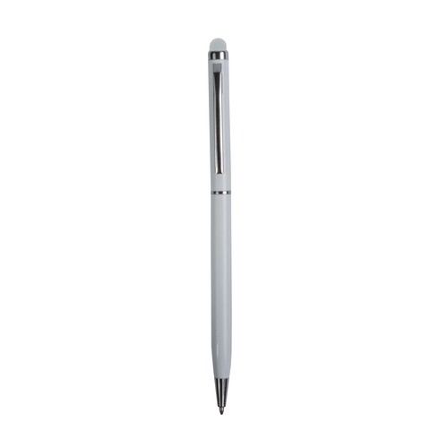 Twist pen with metal clip and barrel, and matching touchscreen rubber tip Twist pen with metal clip and barrel, and matching touchscreen rubber tip