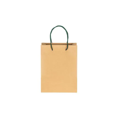 150 g/m2 natural recycled paper bag with gusset and short colored handles