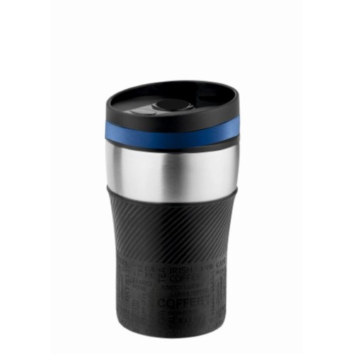 Metmaxx® "CremaOfficina" mug thermo argenté/manchon noir/anneau bleu
