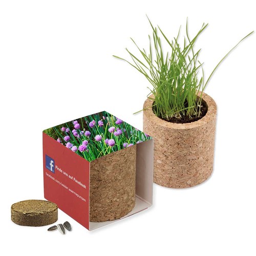 Plant-cork round with seeds - chives Plant-cork round with seeds - chives