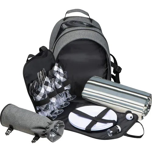 Picnic backpack for 4 Persons including also a picnic blanket Picnic backpack for 4 Persons including also a picnic blanket