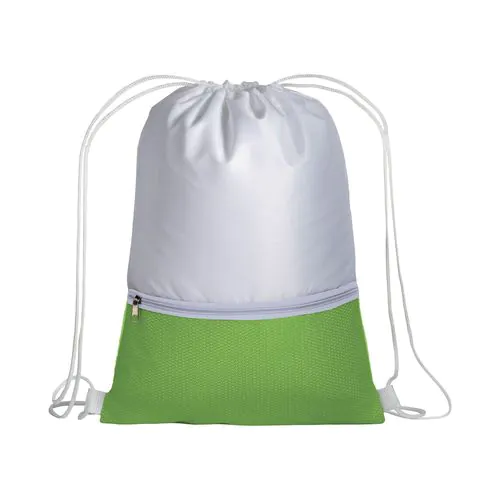 Sac à dos en polyester 210T avec poche zip et fermeture réglable à cordon Sac à dos en polyester 210T avec poche zip et fermeture réglable à cordon