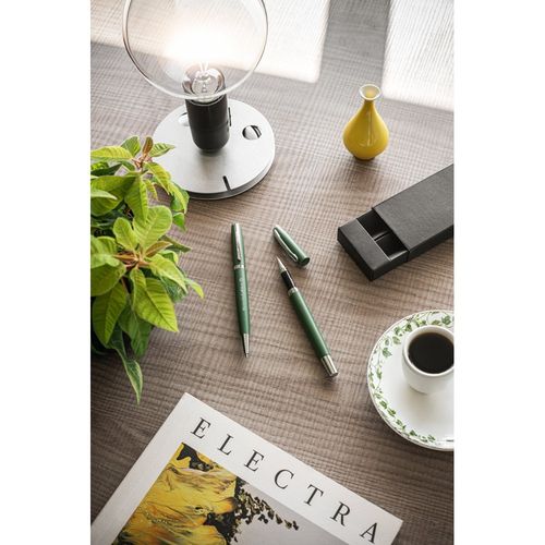 RE-LANDO-SET. Set penna roller e penna a sfera con corpo in alluminio riciclato (100% rAL)