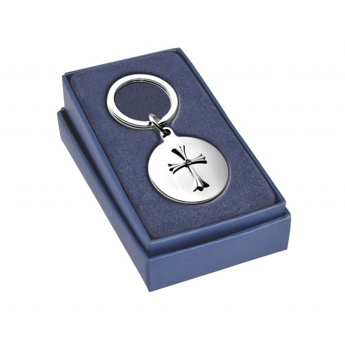 KEYCHAIN ROUND WITH "CROSS"