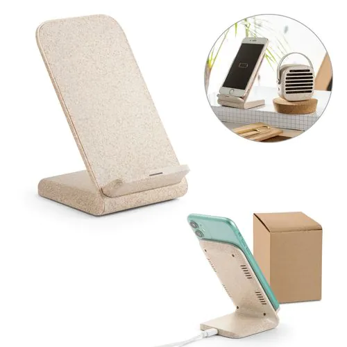 ENGLERT. Soporte para smartphone con cargador inalámbrico, rápido, de 10 W en ABS reciclado (100% rABS) y fibra de paja de trigo ENGLERT. Soporte para smartphone con cargador inalámbrico, rápido, de 10 W en ABS reciclado (100% rABS) y fibra de paja de trigo