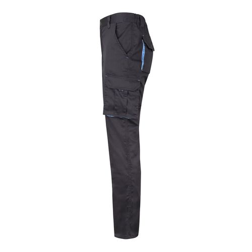 VL FIDES. Two-tone, multi-pocket stretch trousers (240g/m²), in cotton (46%), EME (38%) and polyester (16%)