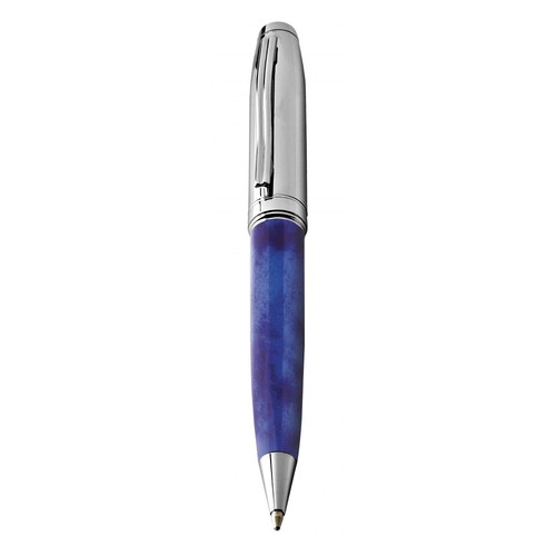 BALLPOINT PEN blue MARBLE /CHROMED SHINY BALLPOINT PEN blue MARBLE /CHROMED SHINY
