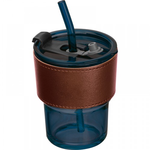 Coloured drinking glass with glass straw