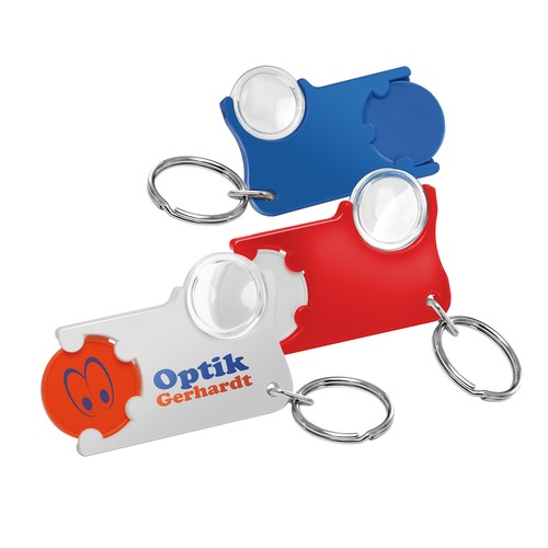 Chip holder with 1€ chip and magnifier Chip holder with 1€ chip and magnifier