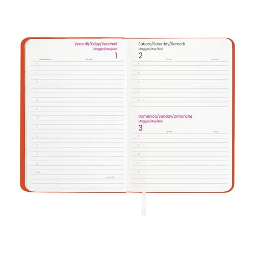 2026 daily planner with soft cover in thermo-reactive PU