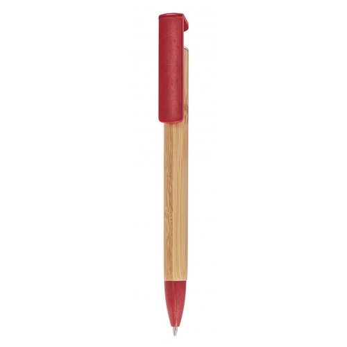 STYLO Á BILLE EN BAMBOO PIÈCES EN ROUGE