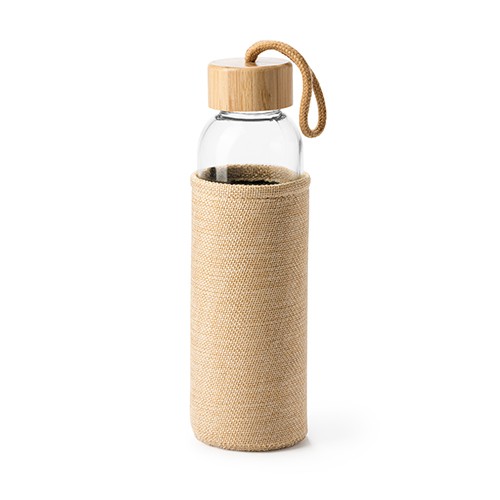 Bouteille en verre avec jute et bambou Navi