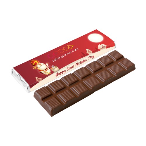 Milk chocolate bar with wrapper