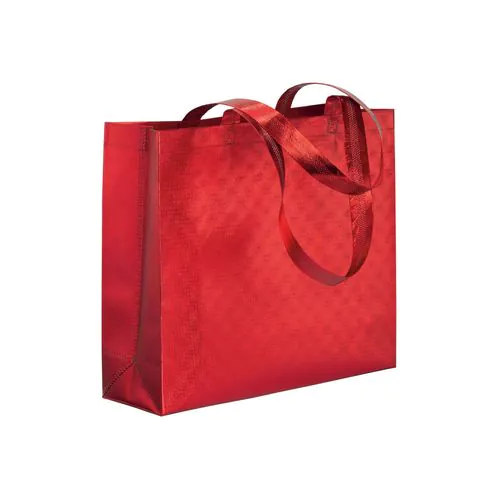 Bolsa con fuelle de tejido sin tejer laminado 100 g/m2 termosoldado, con asas largas Bolsa con fuelle de tejido sin tejer laminado 100 g/m2 termosoldado, con asas largas