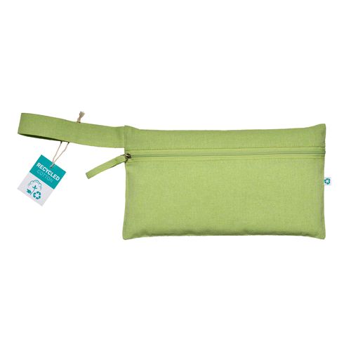 Porta documenti in cotone riciclato 180 g/m2  con chiusura a zip, certificato GRS