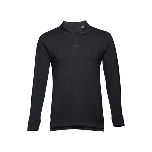 THC BERN. Polo da uomo a maniche lunghe in cotone cardato THC BERN. Polo da uomo a maniche lunghe in cotone cardato