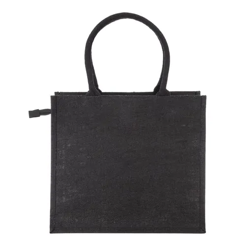 Borsa in juta con manici in cotone. Dotata di chiusura a zip Borsa in juta con manici in cotone. Dotata di chiusura a zip
