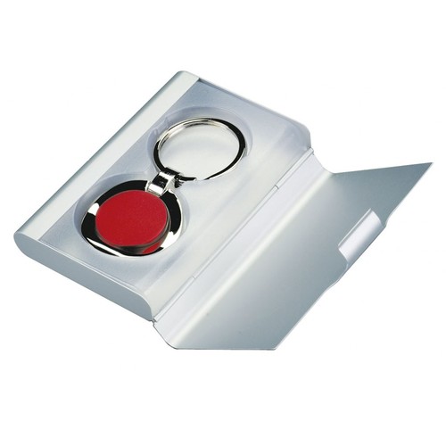 KEYCHAIN RED IN METAL BOX KEYCHAIN RED IN METAL BOX