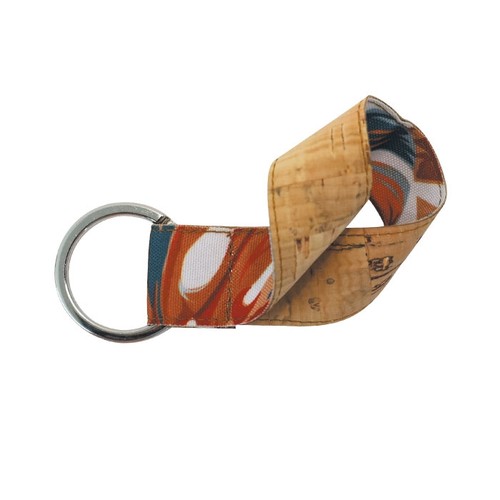 CUSTOMIZABLE POLYESTER AND CORK KEYCHAIN